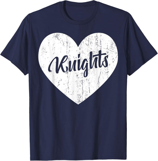 Knights School Sports Fan Team Spirit Mascot Heart Gift T-Shirt - T-Shirt | Navy