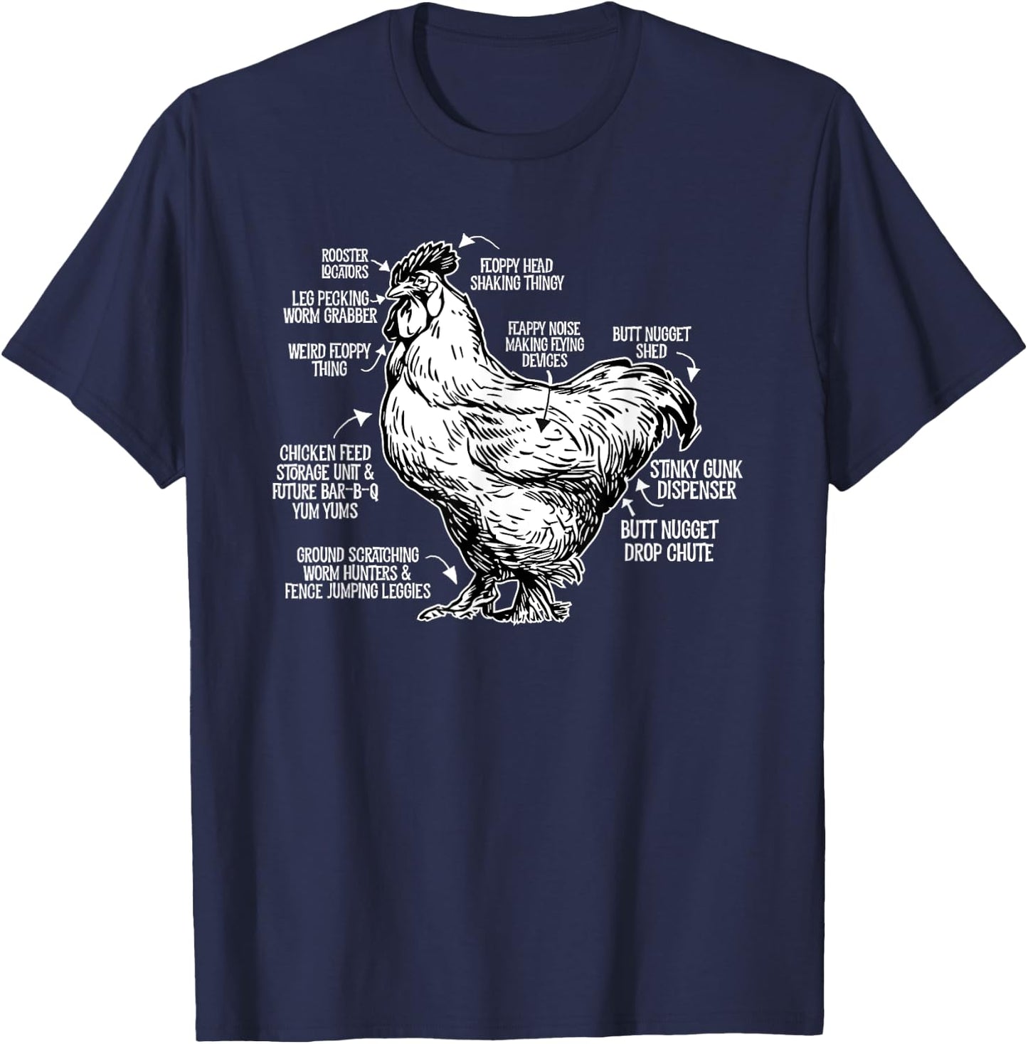 Chicken Anatomy Art Funny Farm Chicken Coop T-Shirt - T-Shirt | Navy