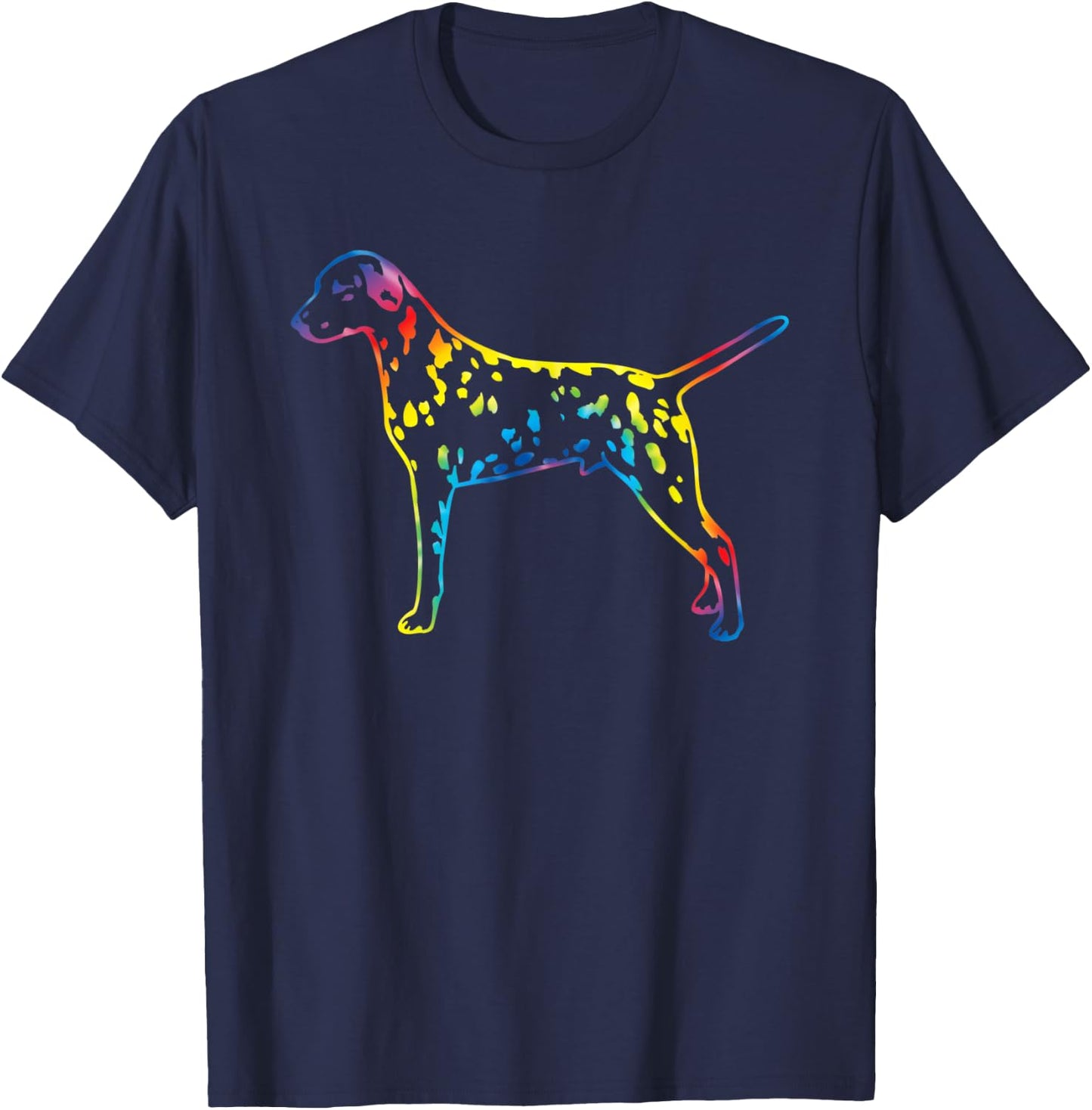 Tie Dye Dalmatian Rainbow Print Dog Pup Hippie Peace Gift Men Women Kids T-Shirt - T-Shirt | Navy