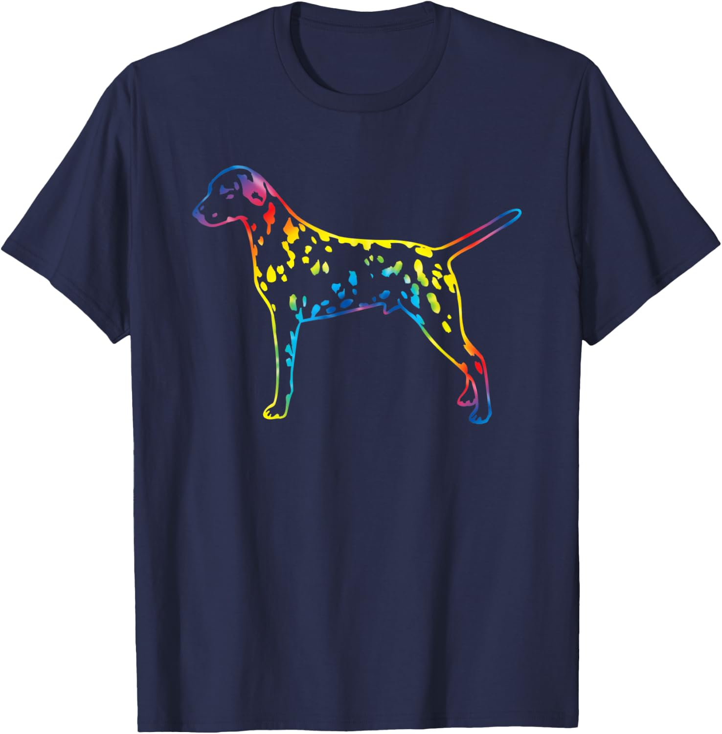 Tie Dye Dalmatian Rainbow Print Dog Pup Hippie Peace Gift Men Women Kids T-Shirt - T-Shirt | Navy