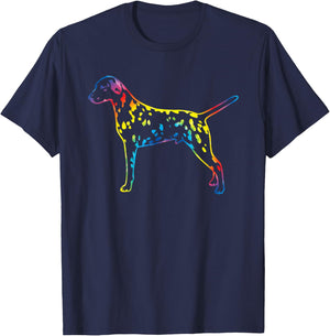 Tie Dye Dalmatian Rainbow Print Dog Pup Hippie Peace Gift Men Women Kids T-Shirt - T-Shirt | Navy