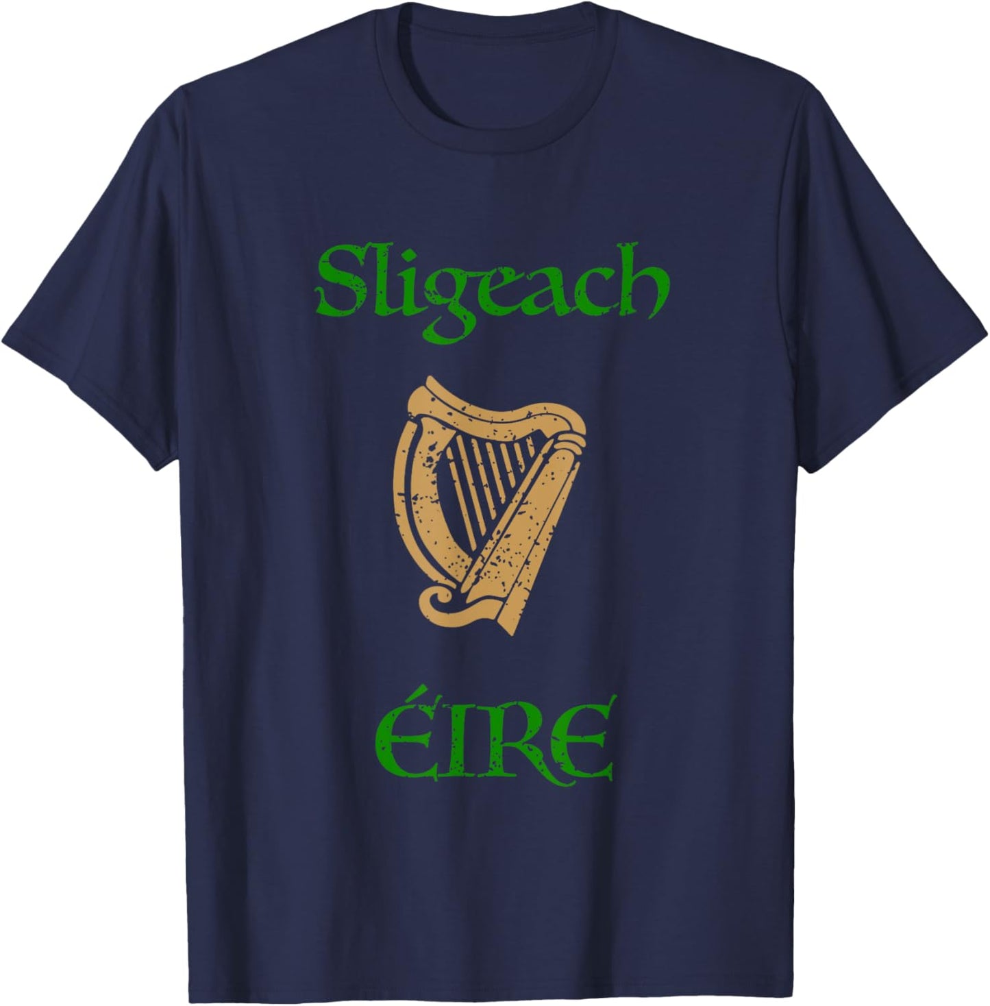 Sligeach County Sligo Ireland as Gaeilge Gaelic Celtic Harp T-Shirt - T-Shirt | Navy
