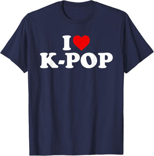 I Love K-pop - Heart T-Shirt - T-Shirt | Navy