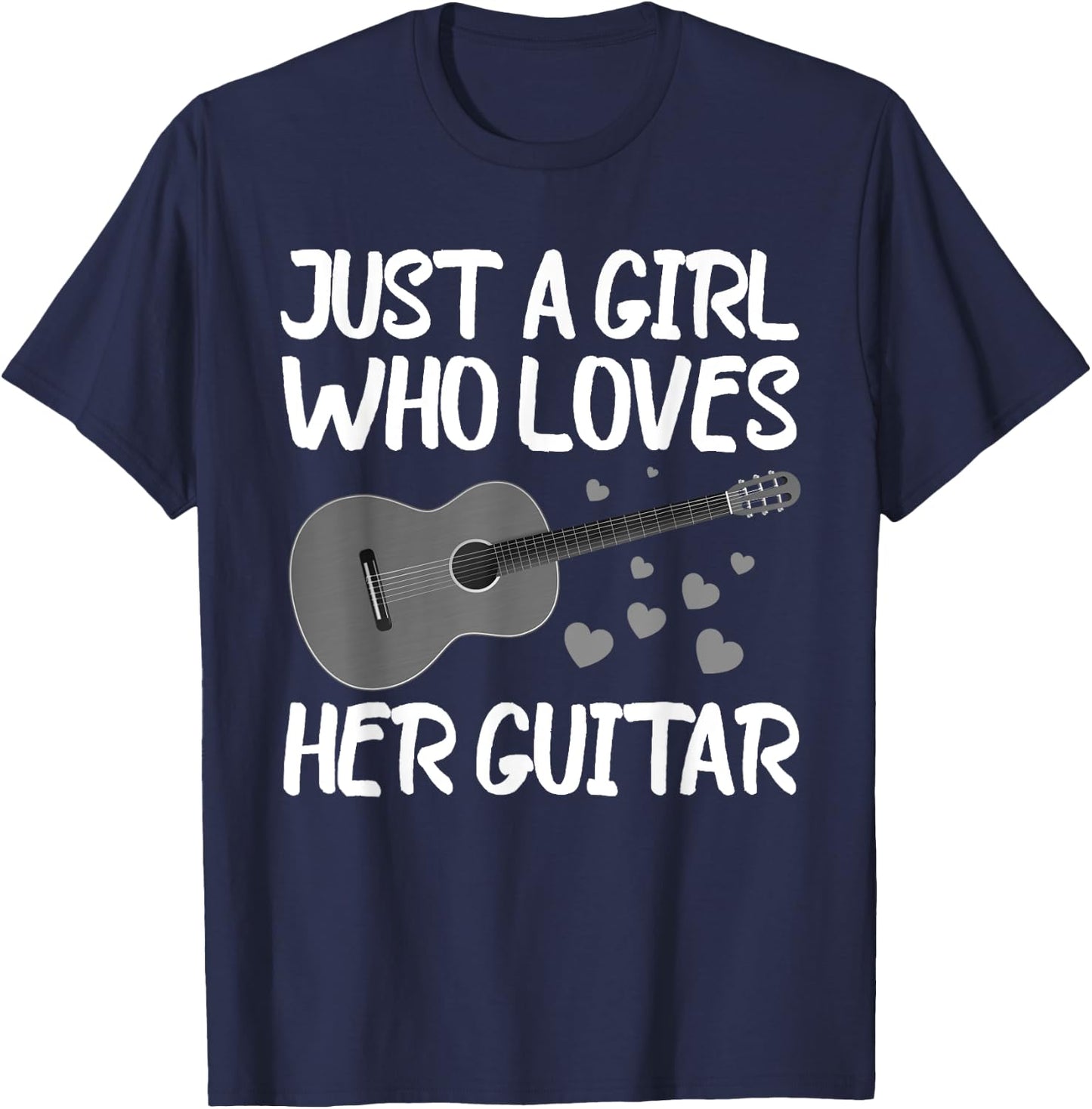 Funny Guitar Player Design For Girls Women Kids Guitar Lover T-Shirt - T-Shirt | Navy
