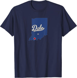 Dale Indiana IN Map T-Shirt - T-Shirt | Navy