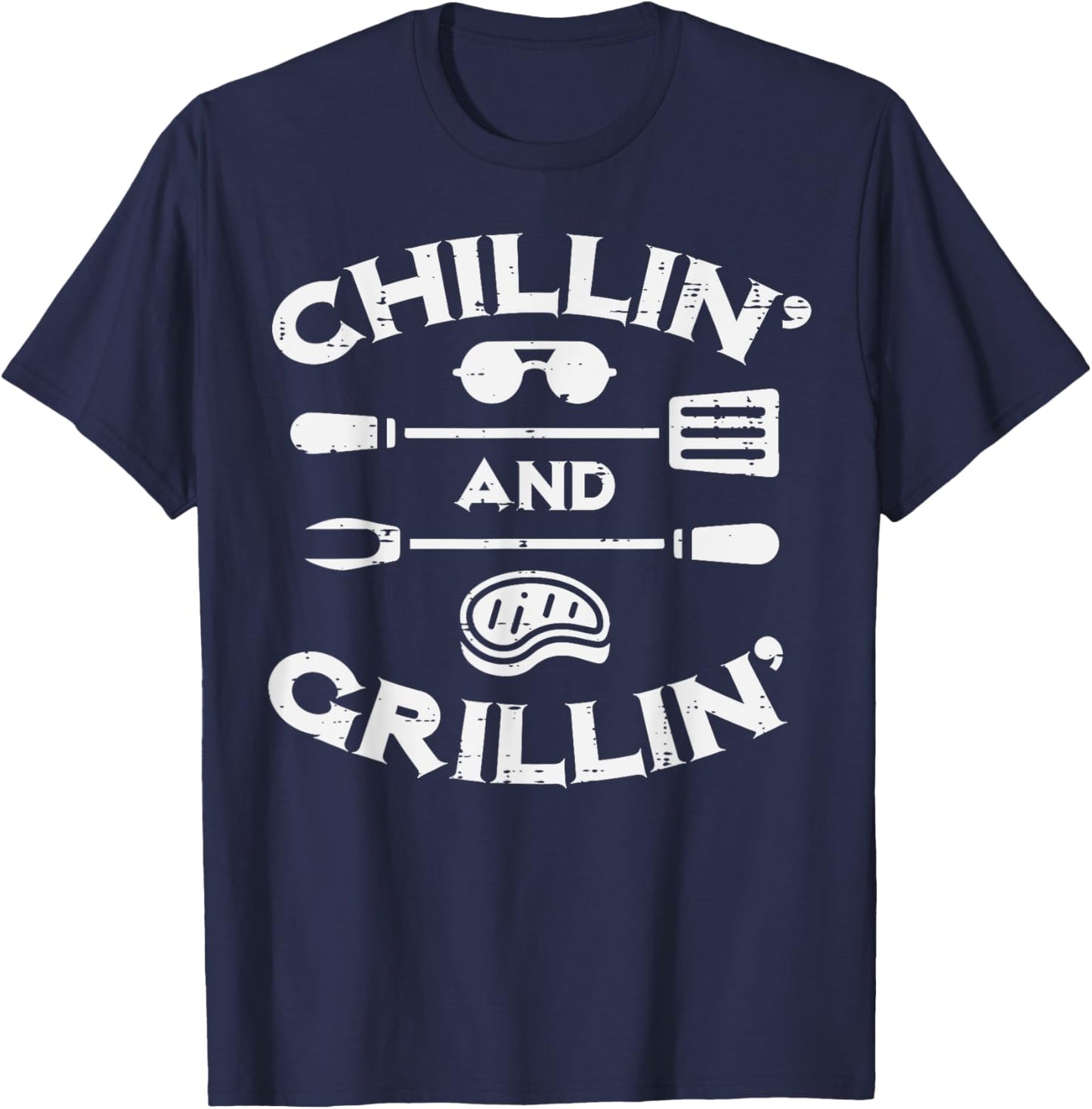 Bbq Chillin And Grillin Barbecue Pit Men Women Kids T-Shirt - T-Shirt | Navy