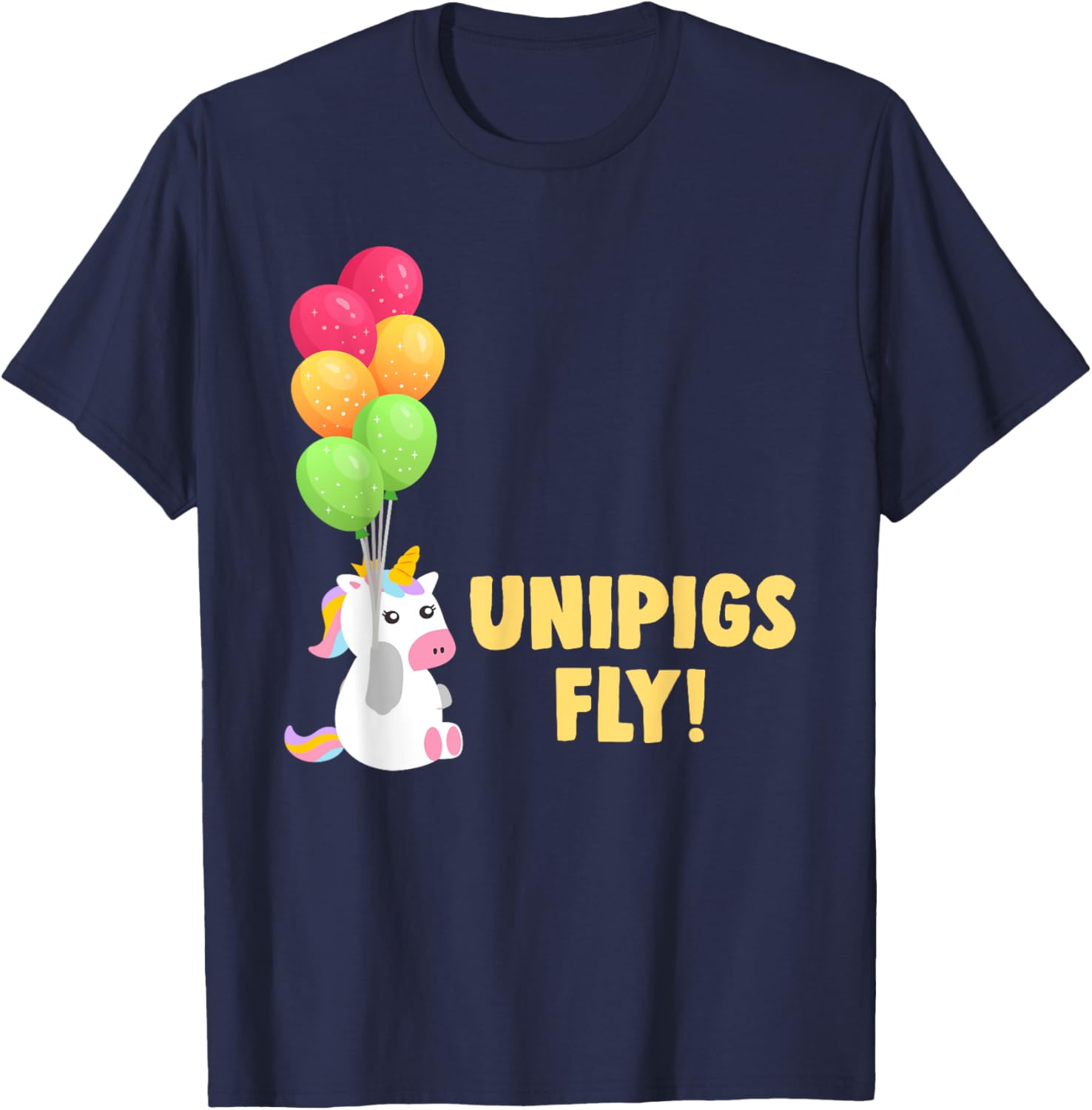 Cute Balloon Unipigs Fly Unicorn Pig Unicorn Lover T-Shirt - T-Shirt | Navy
