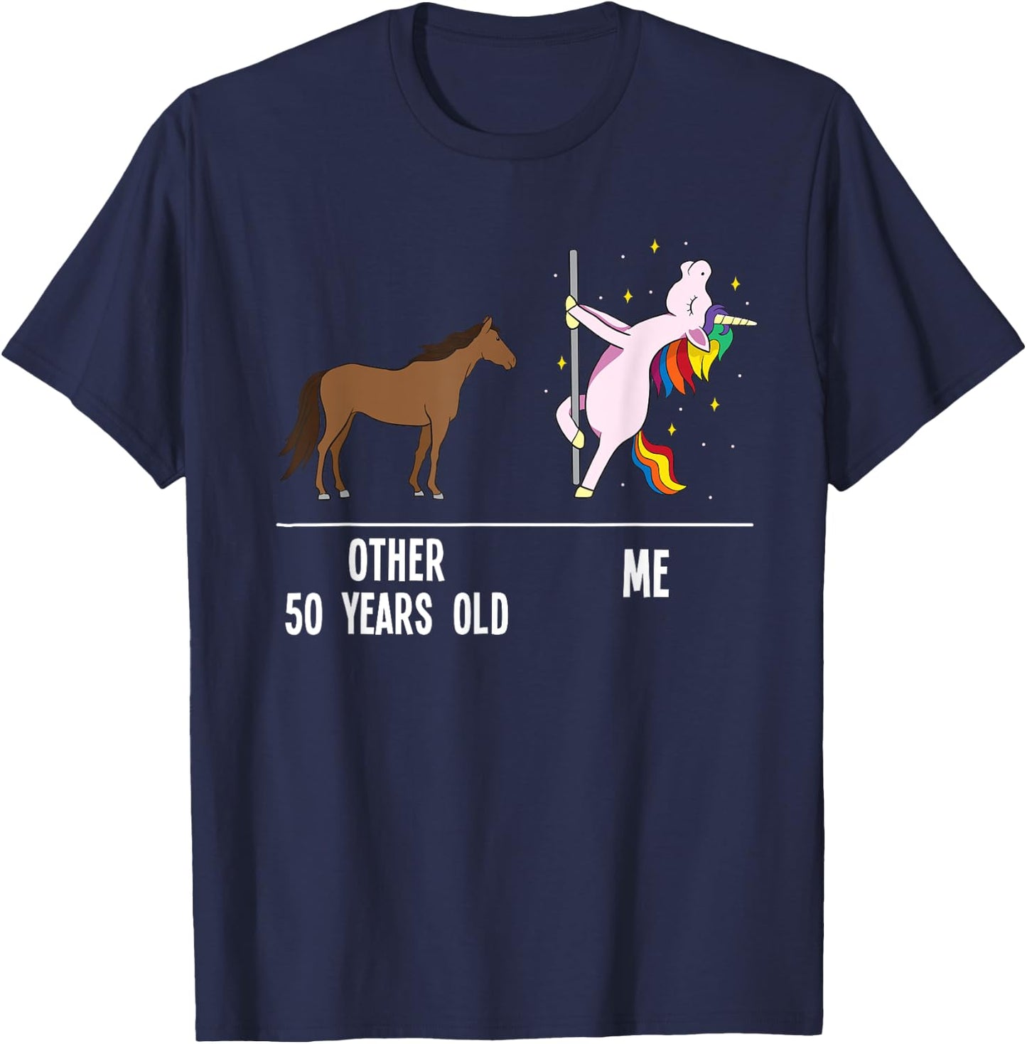 50th Birthday Unicorn Funny 50 Years Old Other Me Women T-Shirt - T-Shirt | Navy