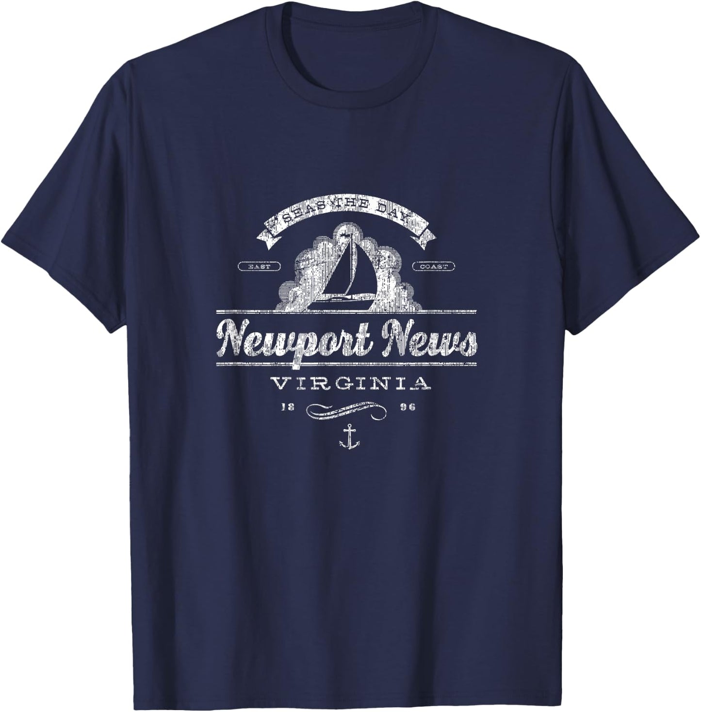 Newport News VA Sailboat Vintage Nautical T-Shirt - T-Shirt | Navy