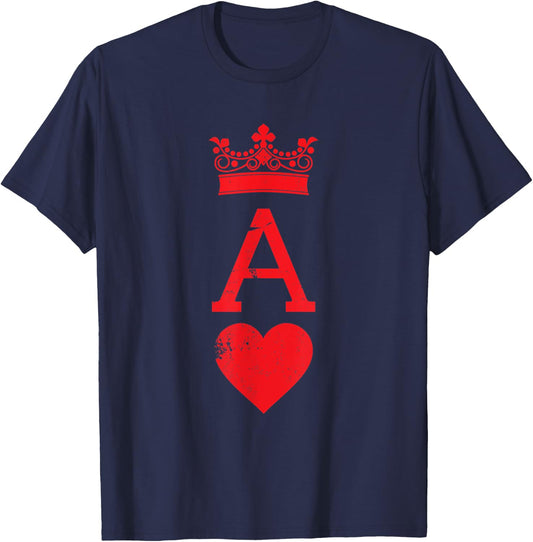 Ace of Hearts Blackjack Cards Halloween Matching Couple T-Shirt - T-Shirt | Navy