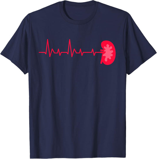 Kidney Donor - EKG Heartbeat Kidney Disease Awareness T-Shirt - T-Shirt | Navy