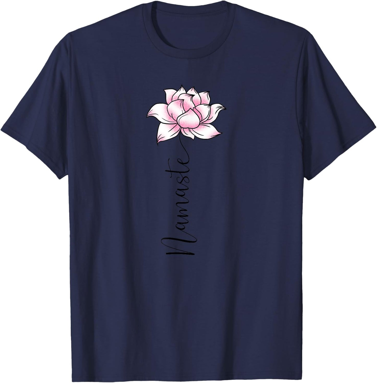 Namaste Lilly Lotus Pink Flower Cute Hindi Yoga Lover Gift T-Shirt - T-Shirt | Navy
