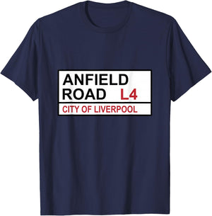 Liverpool Anfield Road Street Sign T-Shirt - T-Shirt | Navy
