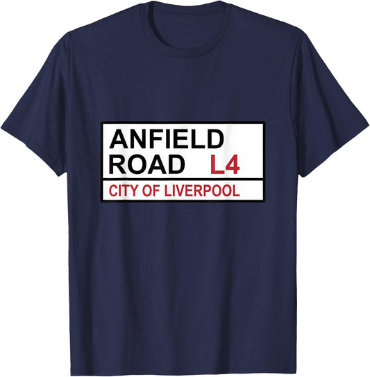 Liverpool Anfield Road Street Sign T-Shirt - T-Shirt | Navy