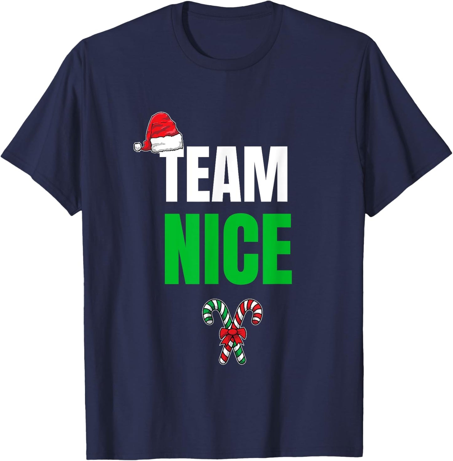 Team Naughty Nice Funny Holiday Christmas T Shirt T-Shirt - T-Shirt | Navy