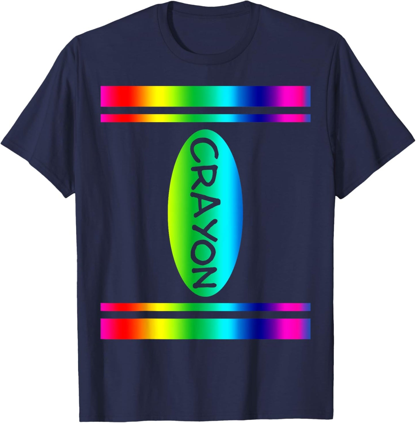 Crayon Rainbow Colours Simple Costume Carnival Halloween T-Shirt - T-Shirt | Navy