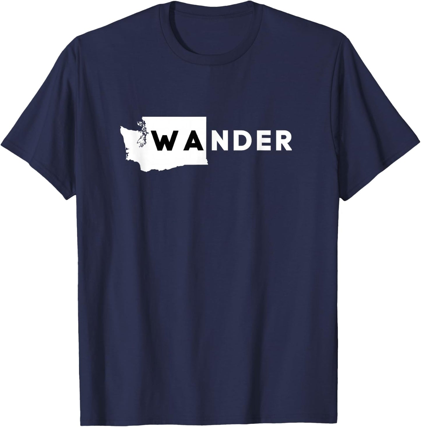 WA State Shirt, Wander , Washington, State Silhouette T-Shirt - T-Shirt | Navy