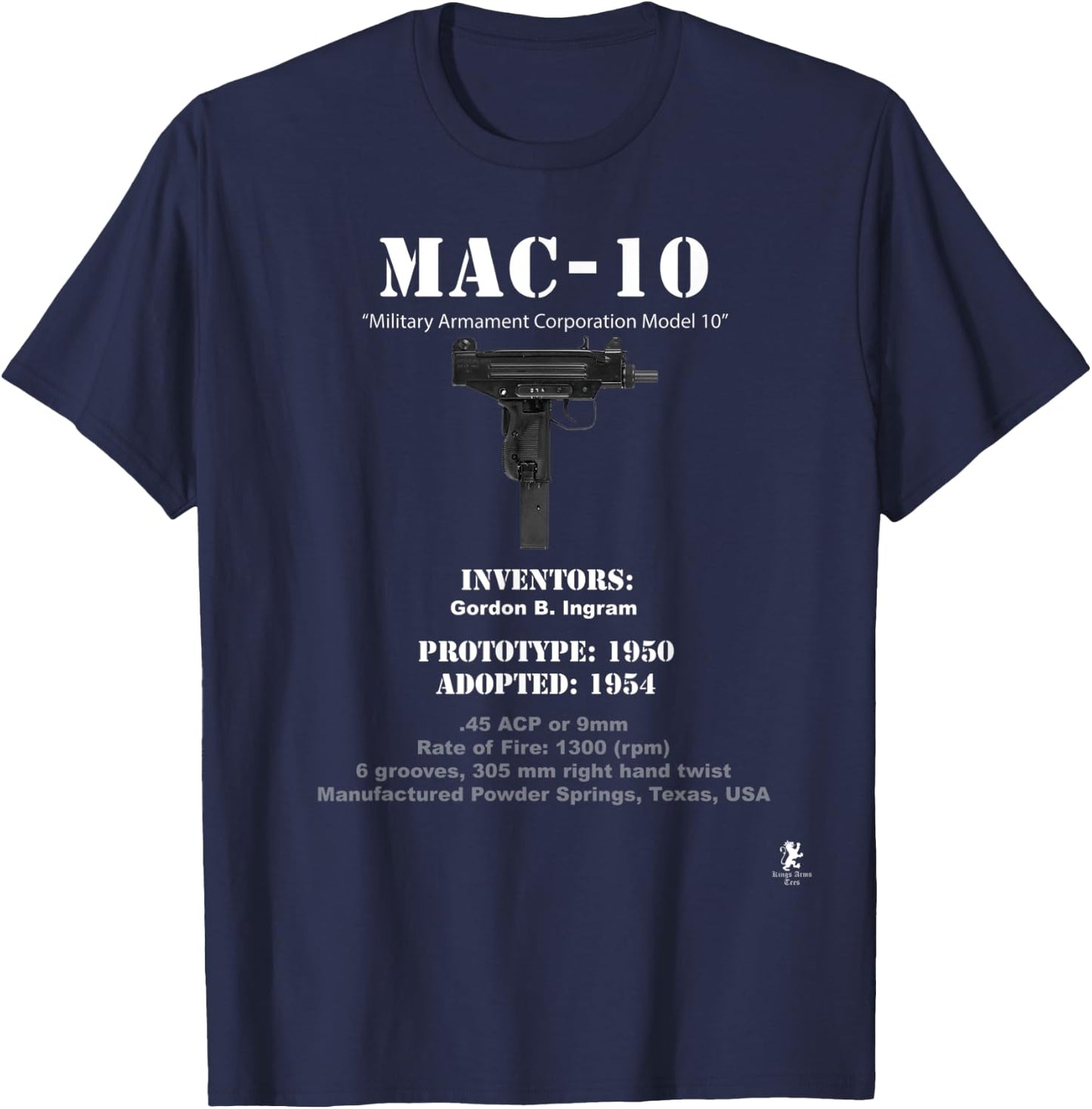 MAC-10 - Invention and History T-Shirt - T-Shirt | Navy