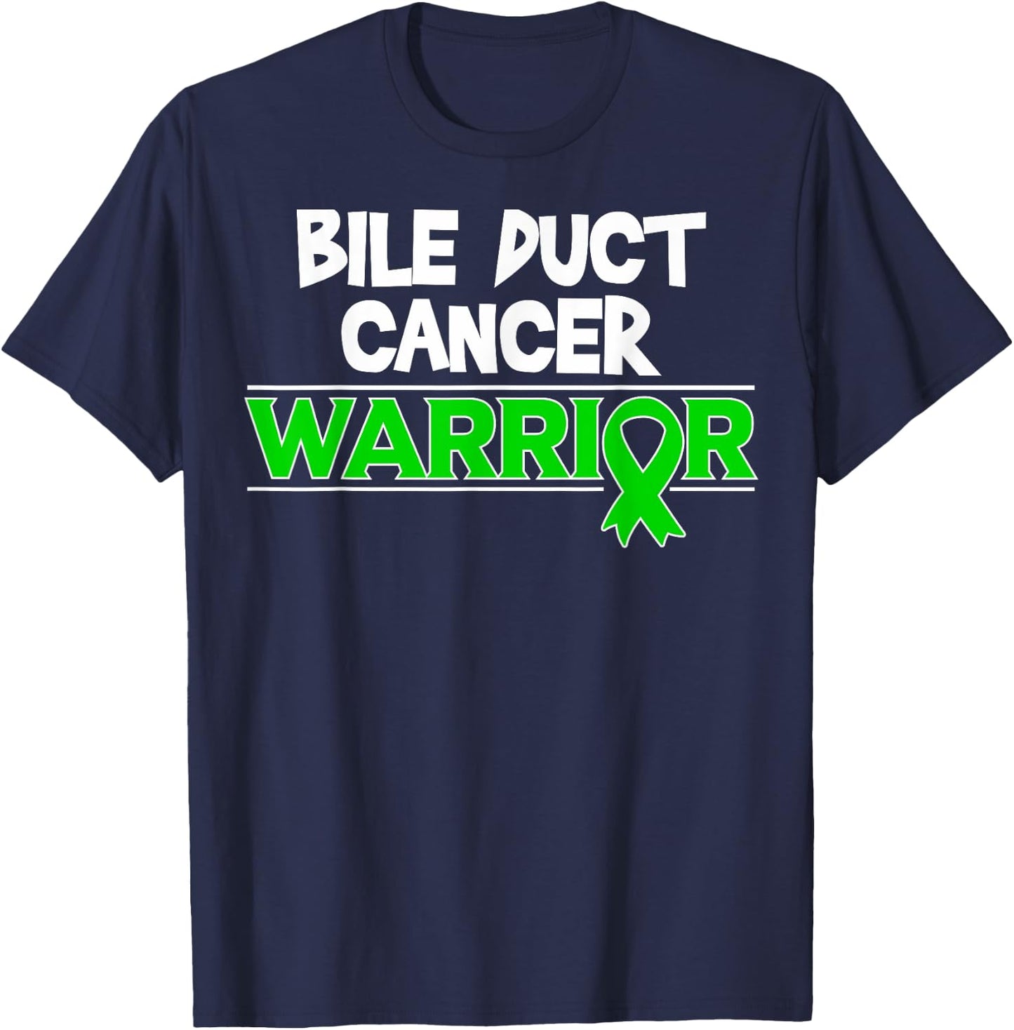 Bile Duct Cancer Awareness Gift Green Ribbon T-Shirt - T-Shirt | Navy