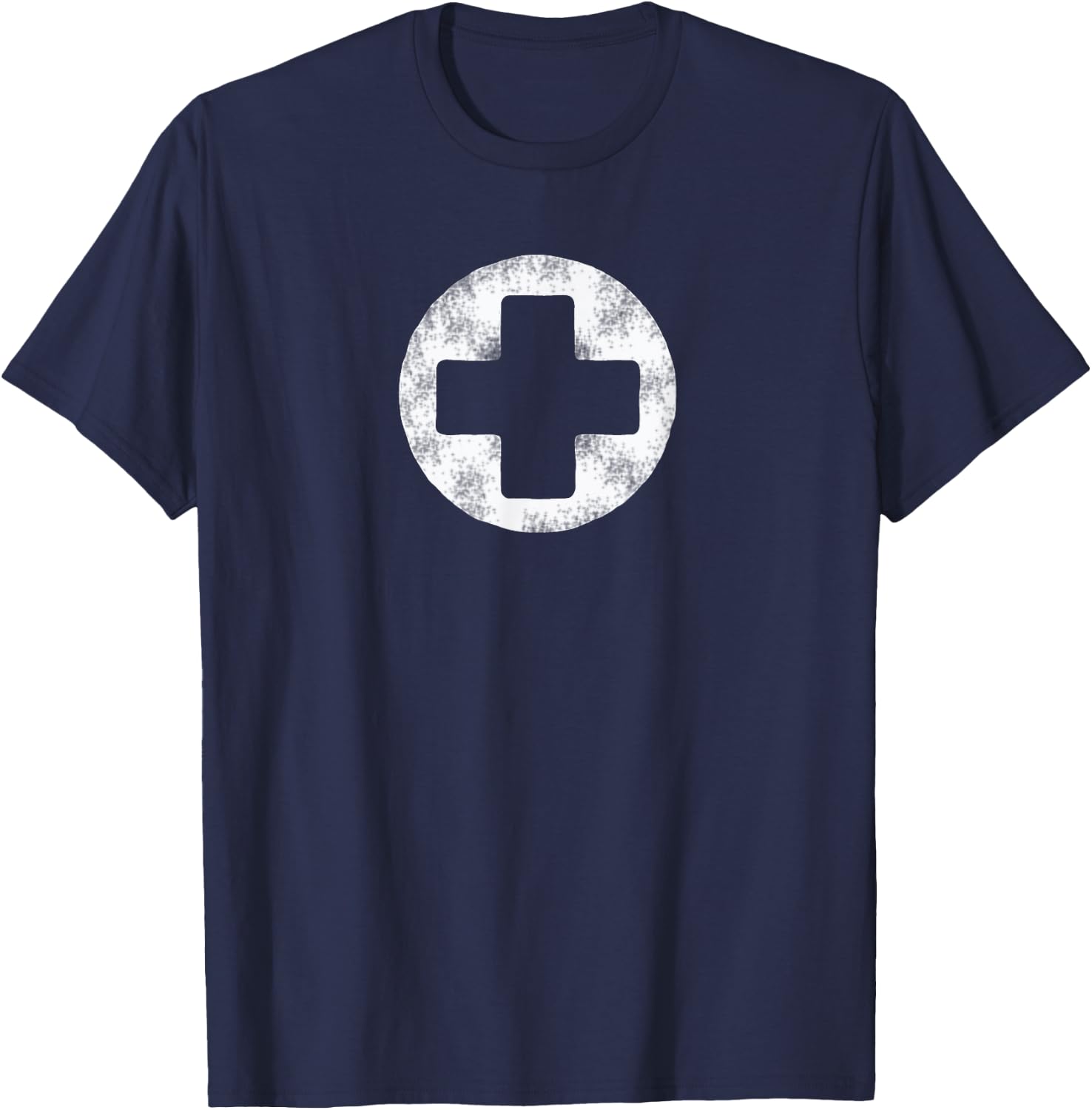 White-Faux-Vintage-Stone-Cross-Red-Guard-Life T-Shirt - T-Shirt | Navy