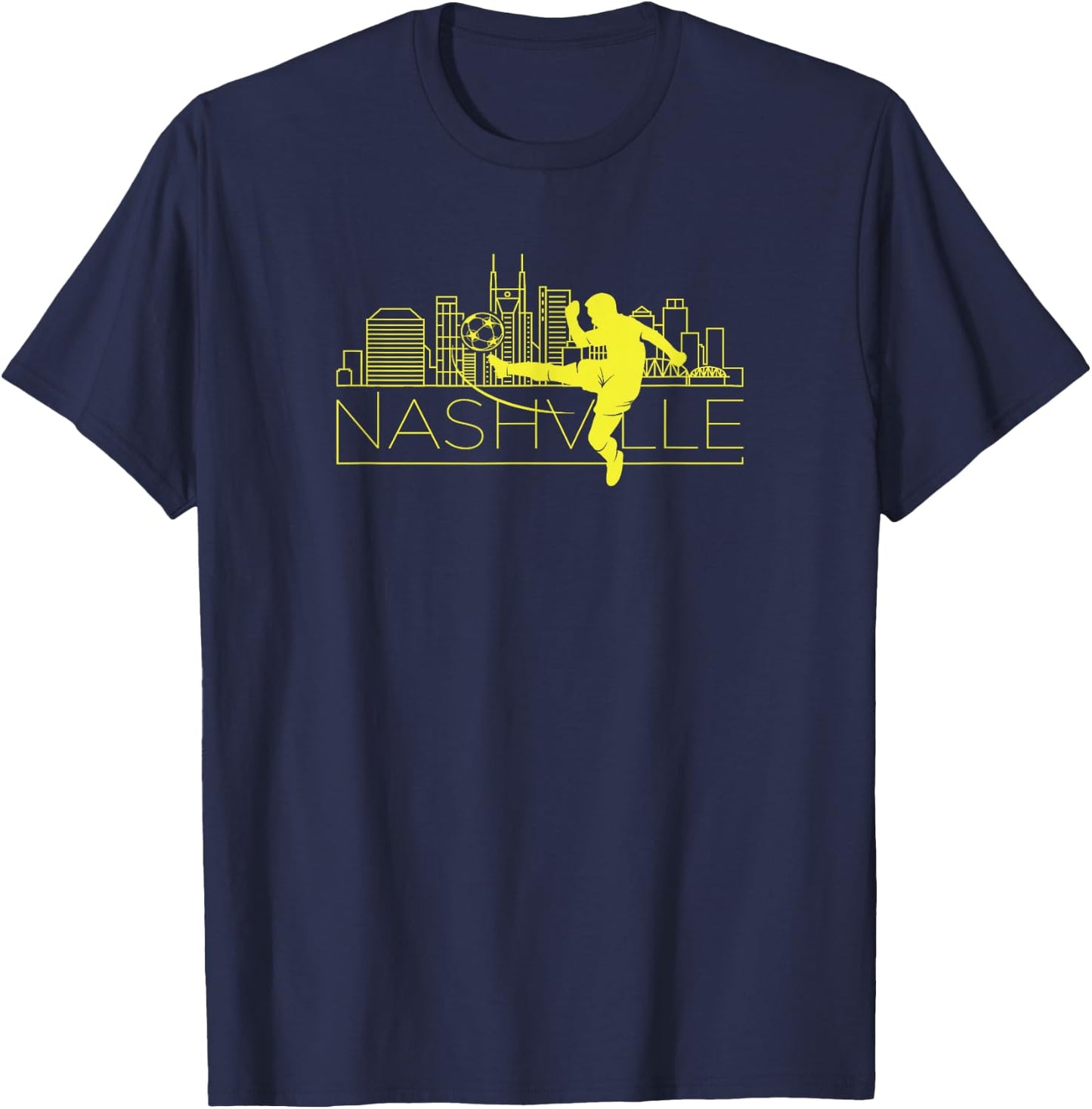 Cheek Creations Nashville Soccer City MLS , Men's Blue Short Sleeve Classic Fit , Small T-Shirt - T-Shirt | Navy