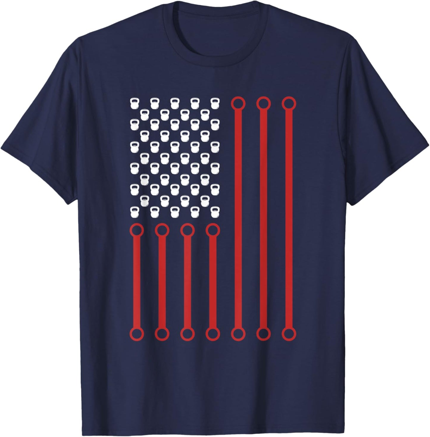 Kettlebell Workout American Flag Fitness Training Kettlebell T-Shirt - T-Shirt | Navy