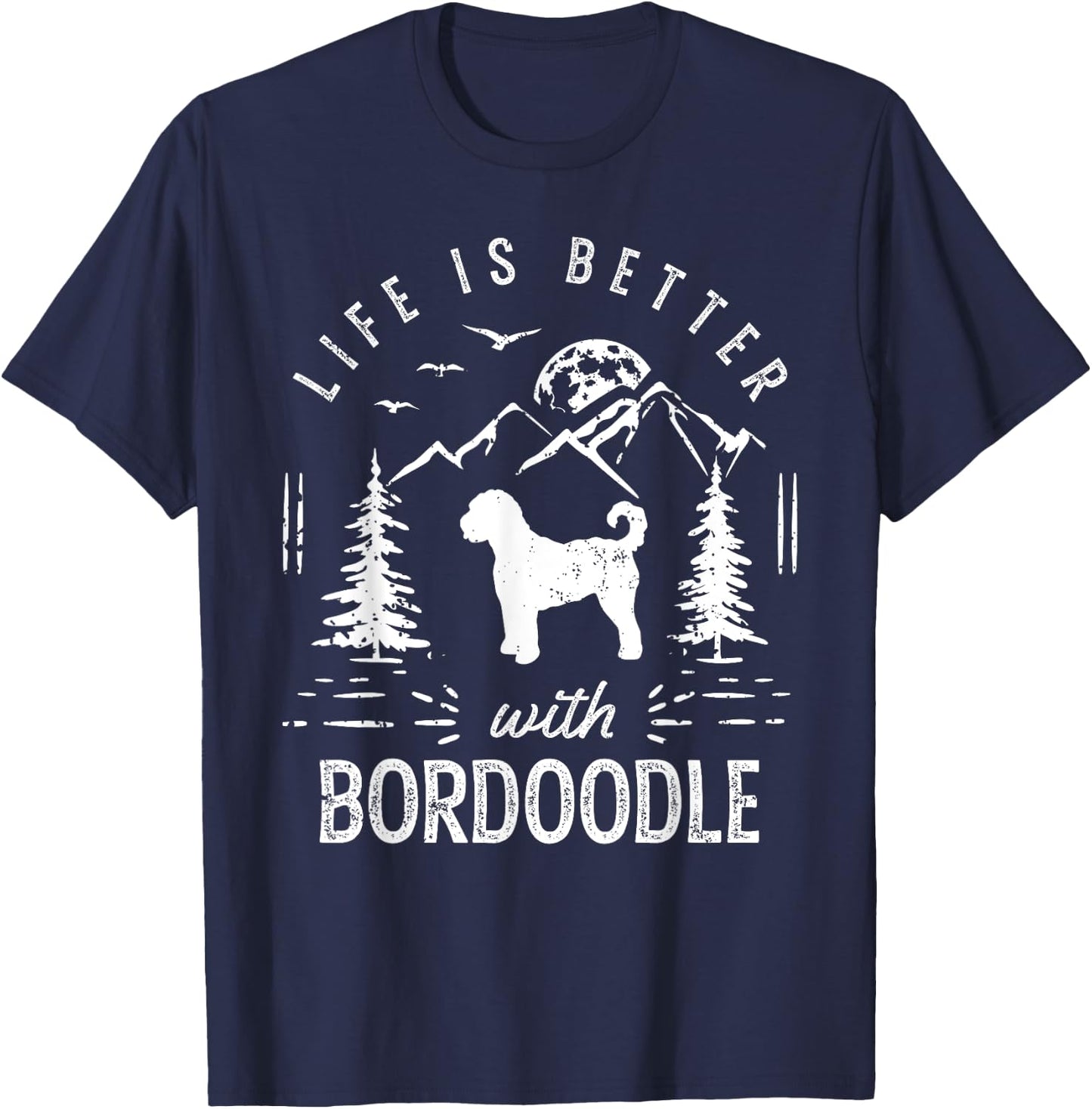 Bordoodle Life Better Mom Dad Dog T-Shirt - T-Shirt | Navy