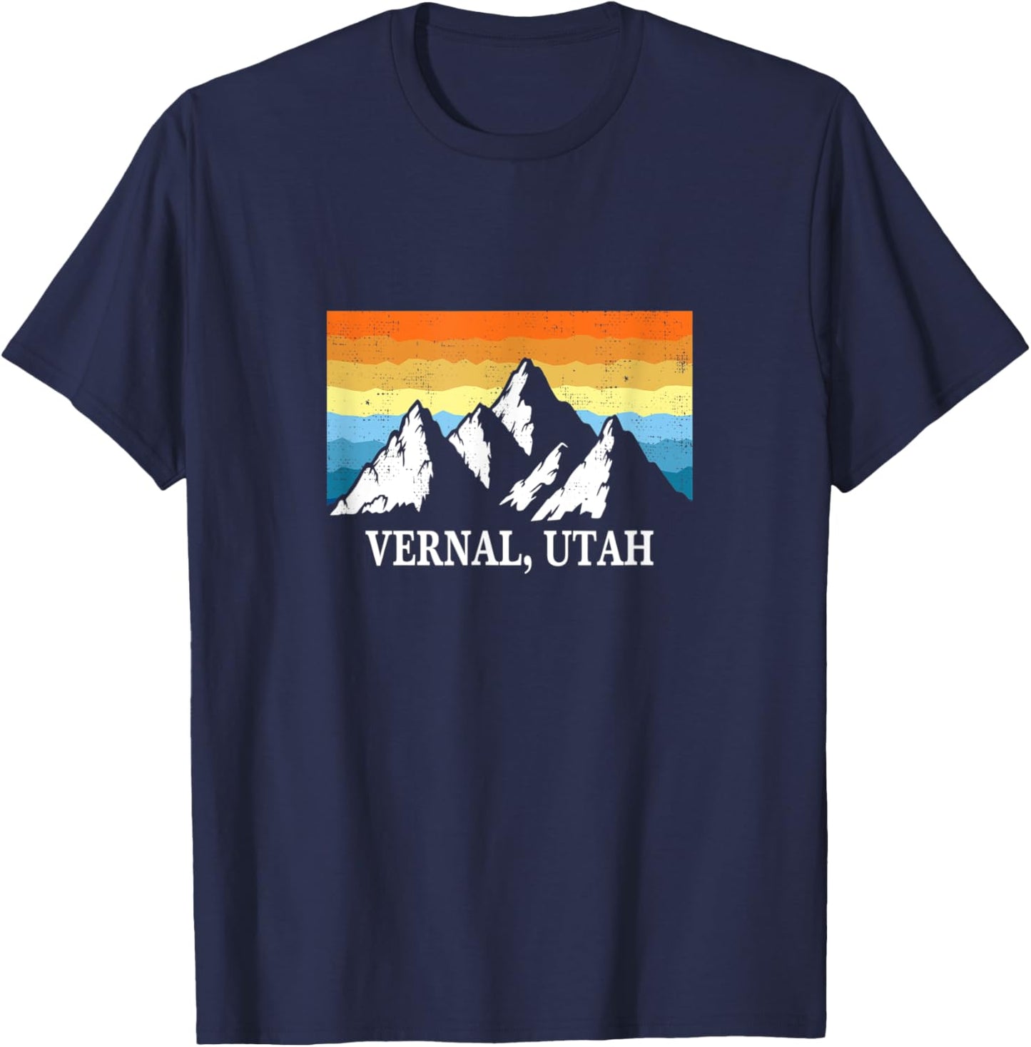 Vintage Vernal, Utah Mountain Hiking Souvenir Print T-Shirt - T-Shirt | Navy