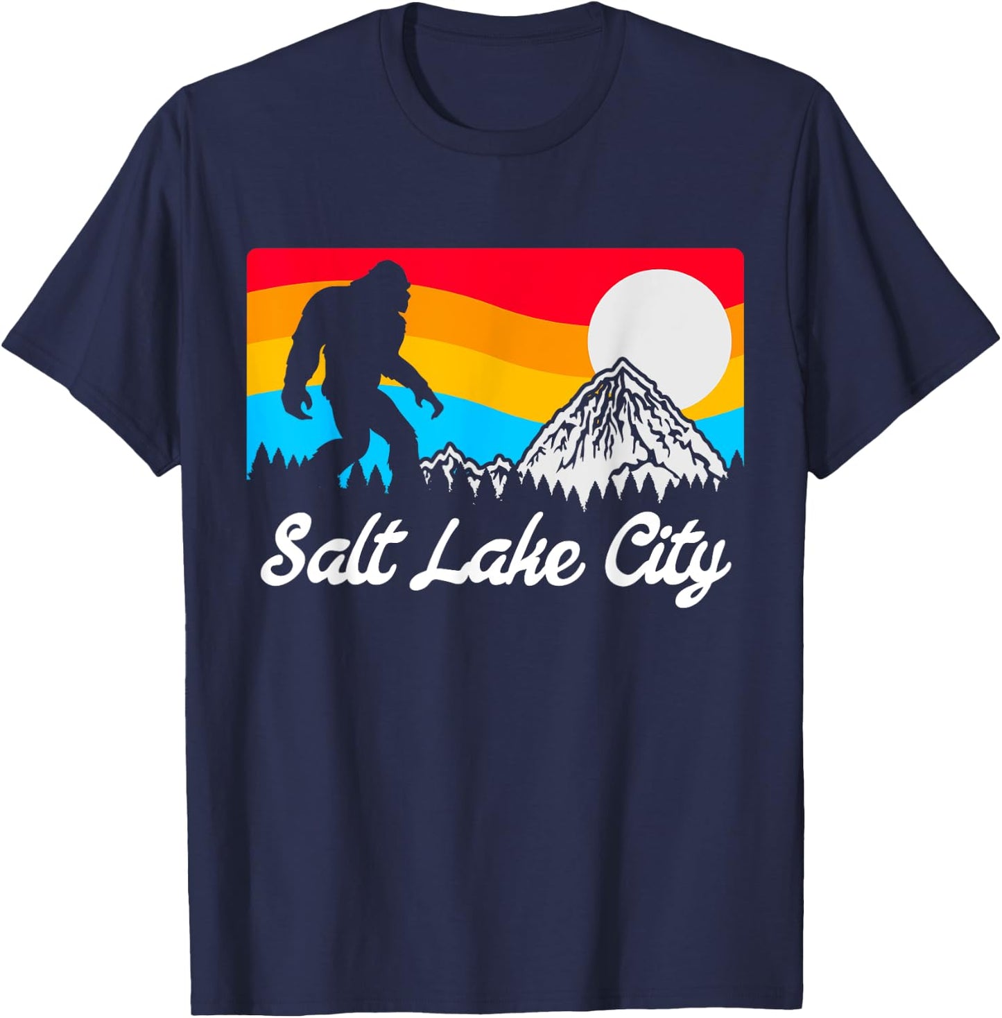 Salt Lake City Utah Vintage Bigfoot Souvenir Design T-Shirt - T-Shirt | Navy