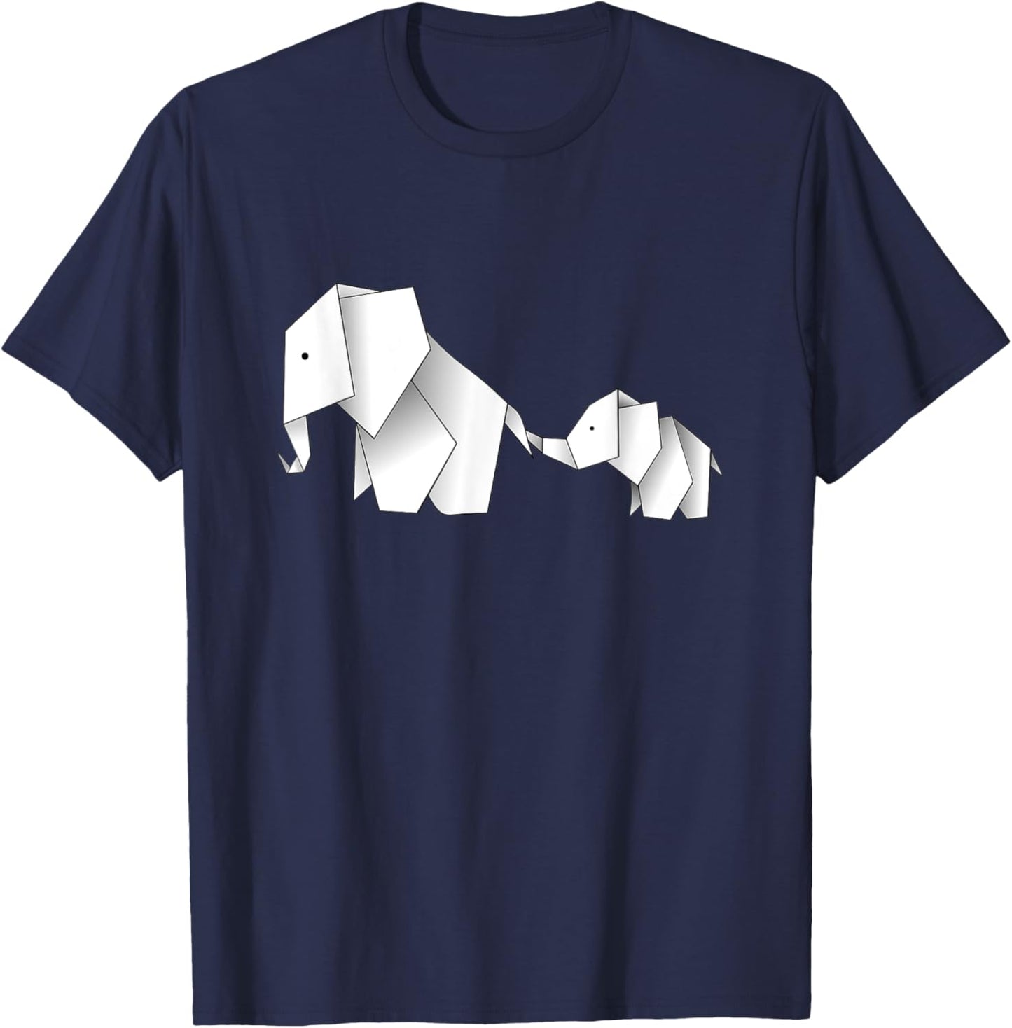 Elephant Shirt Cute Origami Elephant and Baby Elephant T-Shirt - T-Shirt | Navy