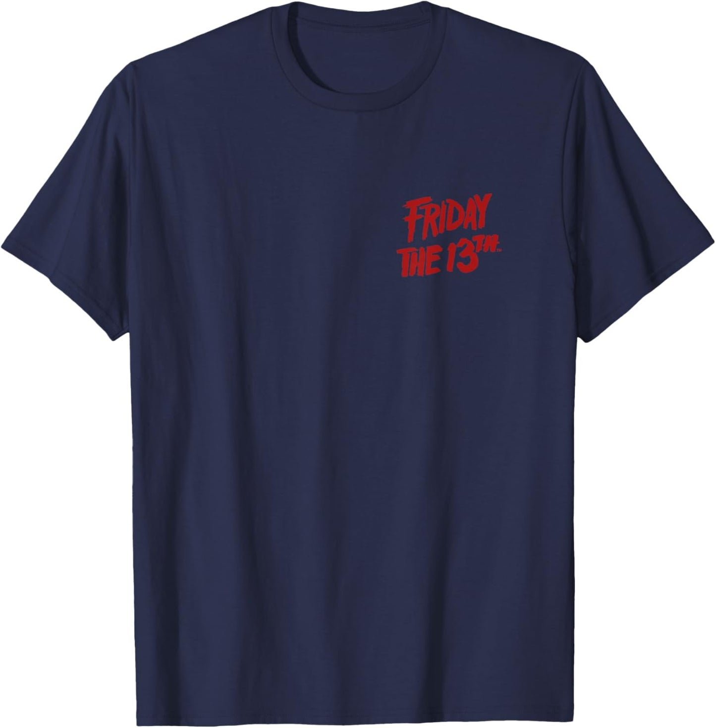 Friday The 13th Front and Back Jason Lives Camp Blood Horror T-Shirt - T-Shirt | Navy