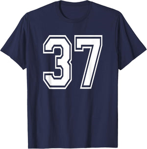 Number 37 Birthday Gift Sports Player Team Numbered Jersey T-Shirt - T-Shirt | Navy