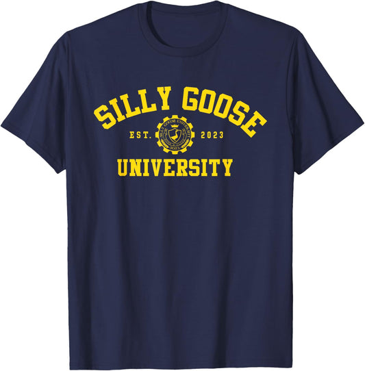 Silly Goose University Shirt & Women Funny and Cute T-Shirt - T-Shirt | Navy