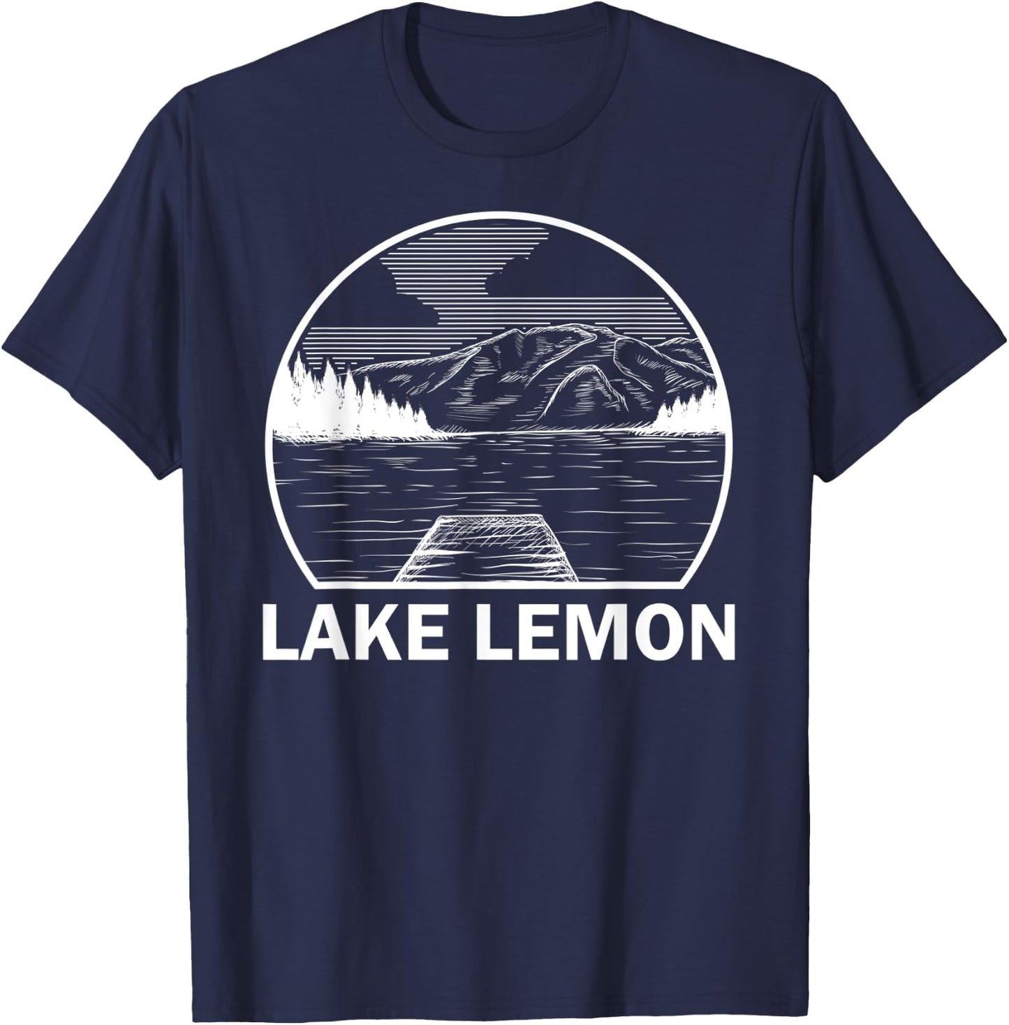 LAKE LEMON INDIANA Funny Fishing Camping Summer Gift T-Shirt - T-Shirt | Navy