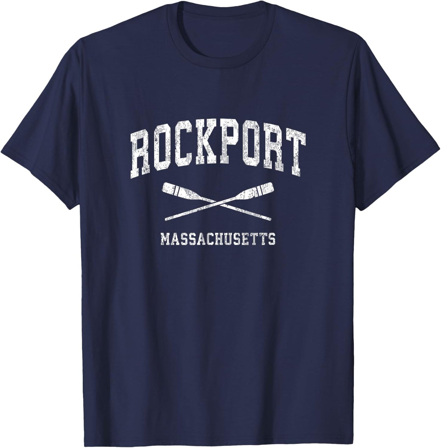 Rockport Massachusetts Vintage Nautical Paddles Sports Oars T-Shirt - T-Shirt | Navy