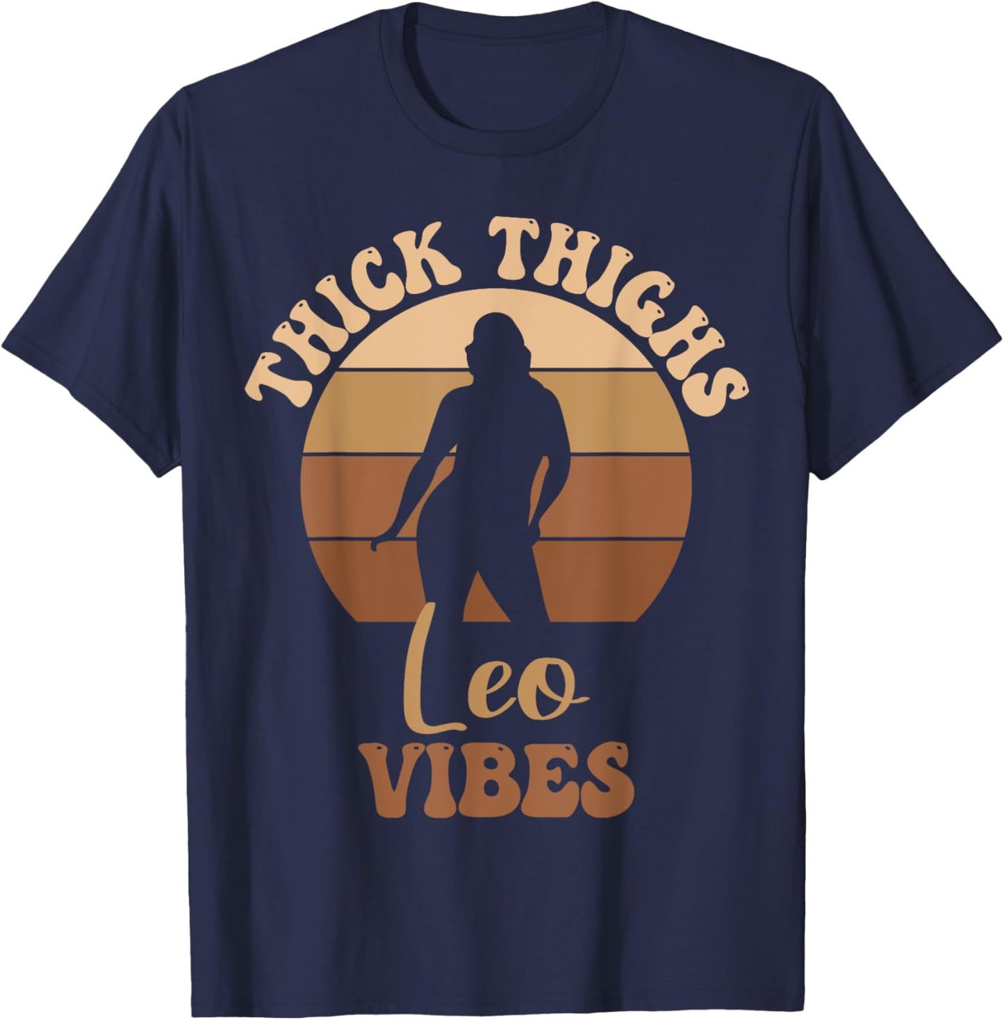 Thick Thighs Leo Vibes Melanin Black Women T-Shirt - T-Shirt | Navy