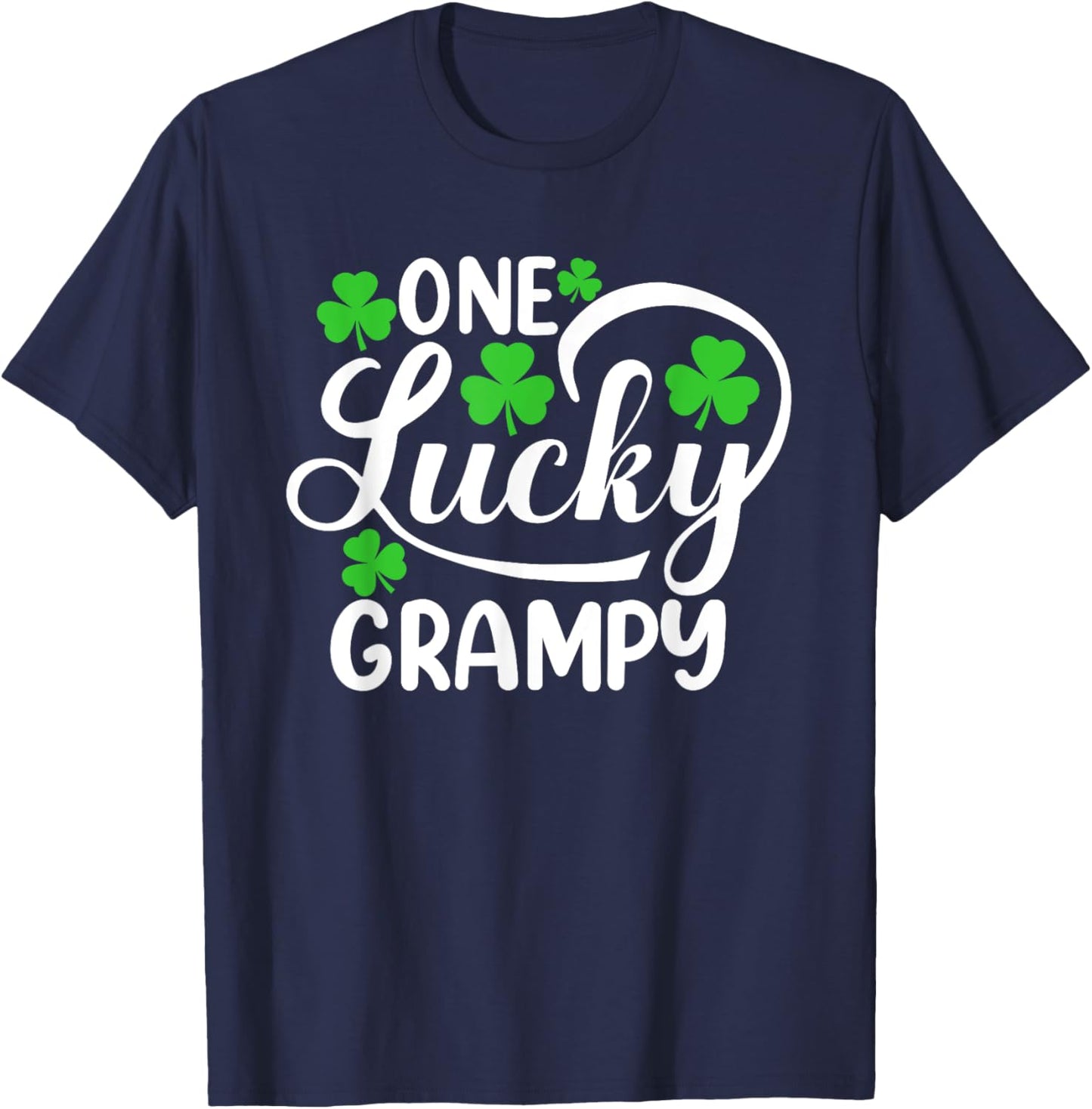 One Lucky Grampy Funny St Patrick's Day Shamrocks T-Shirt - T-Shirt | Navy
