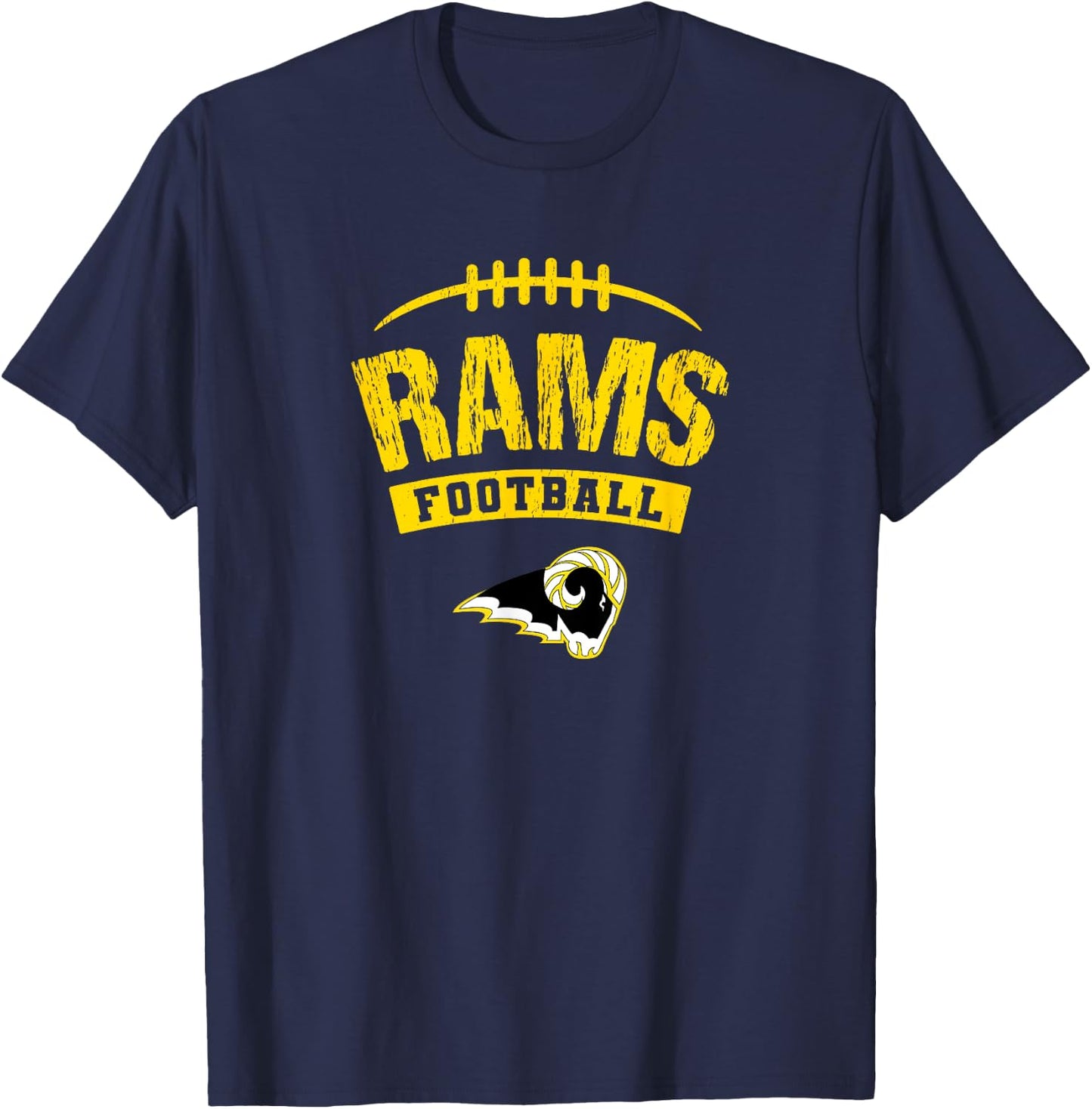 Southeast Polk Rams Logo Football Distressed HS T-Shirt - T-Shirt | Navy