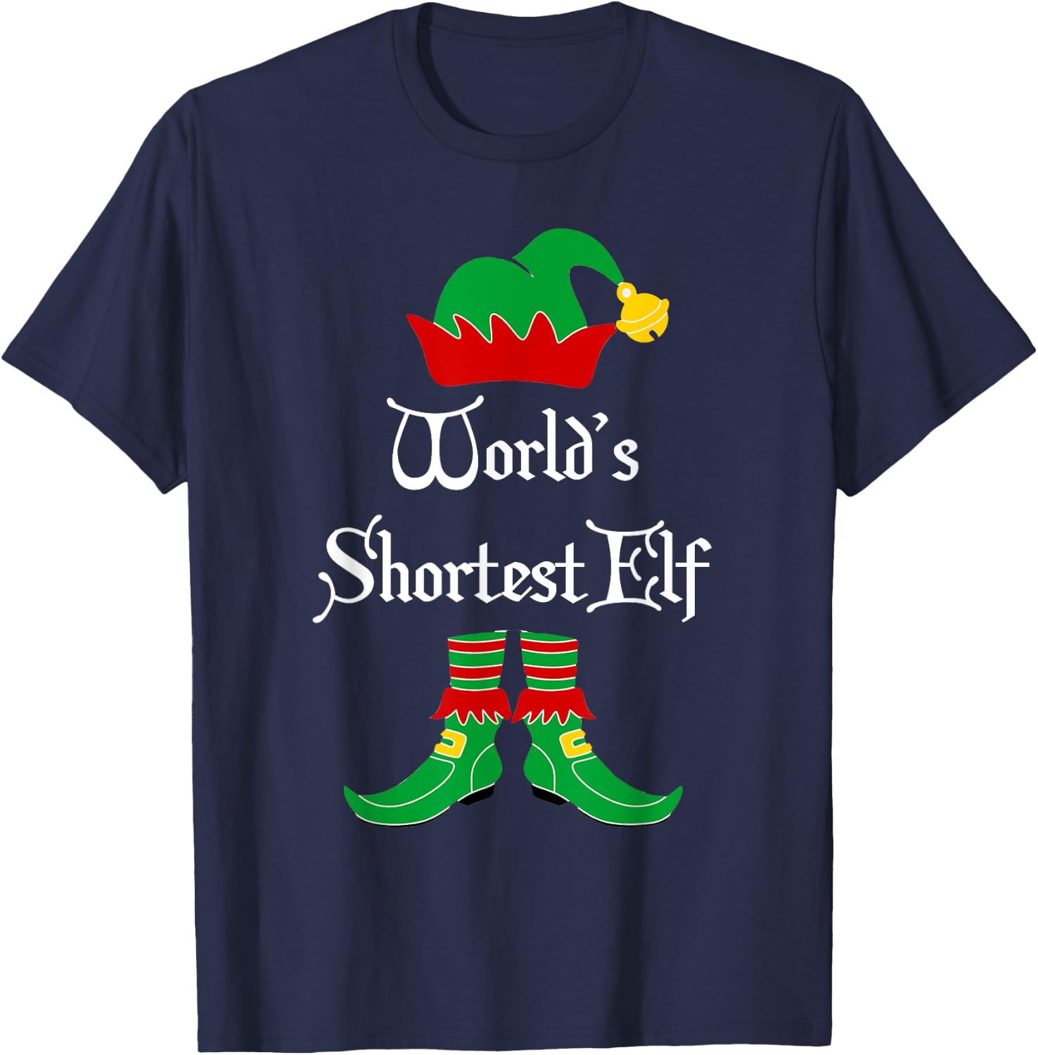 World's Shortest Elf Christmas Elf Shirt Gift T-Shirt - T-Shirt | Navy