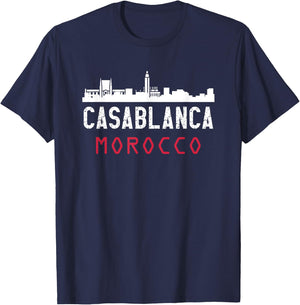 Casablanca Morocco , -Adult, Black, Small, Short Sleeve, , Classic Fit, Polyester 100% T-Shirt - T-Shirt | Navy