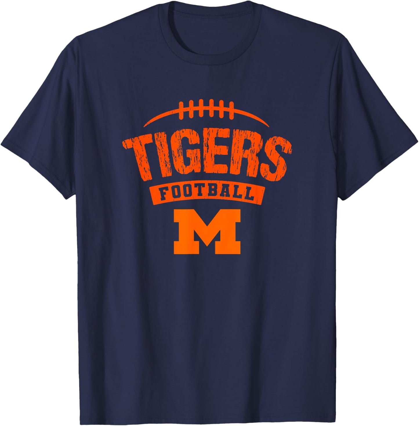 Massillon Tigers Logo Football Distressed HS T-Shirt - T-Shirt | Navy