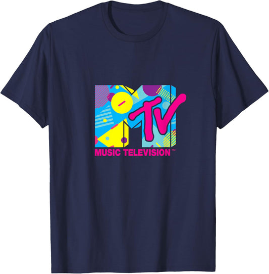 Mademark x MTV - MTV Logo Retro 1980s Spring Break Retro T-Shirt - T-Shirt | Navy