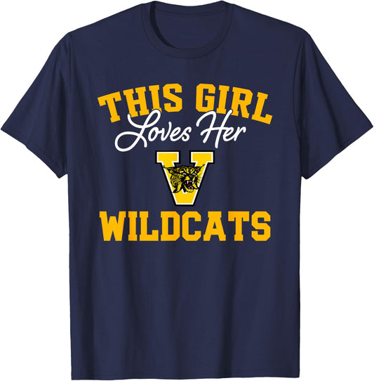 Valdosta Wildcats Logo This Girl Loves Her HS T-Shirt - T-Shirt | Navy