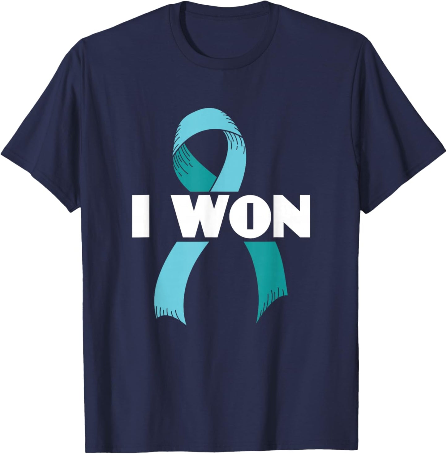 I Won Ovarian Cancer Awareness Ovarian Cancer Warrior T-Shirt - T-Shirt | Navy