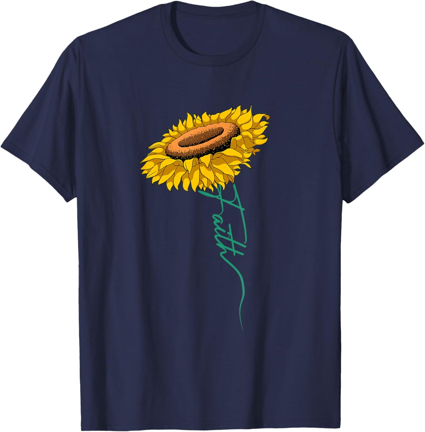 Sunflower Faith Blessed Jesus Sunflower Religious Christian T-Shirt - T-Shirt | Navy
