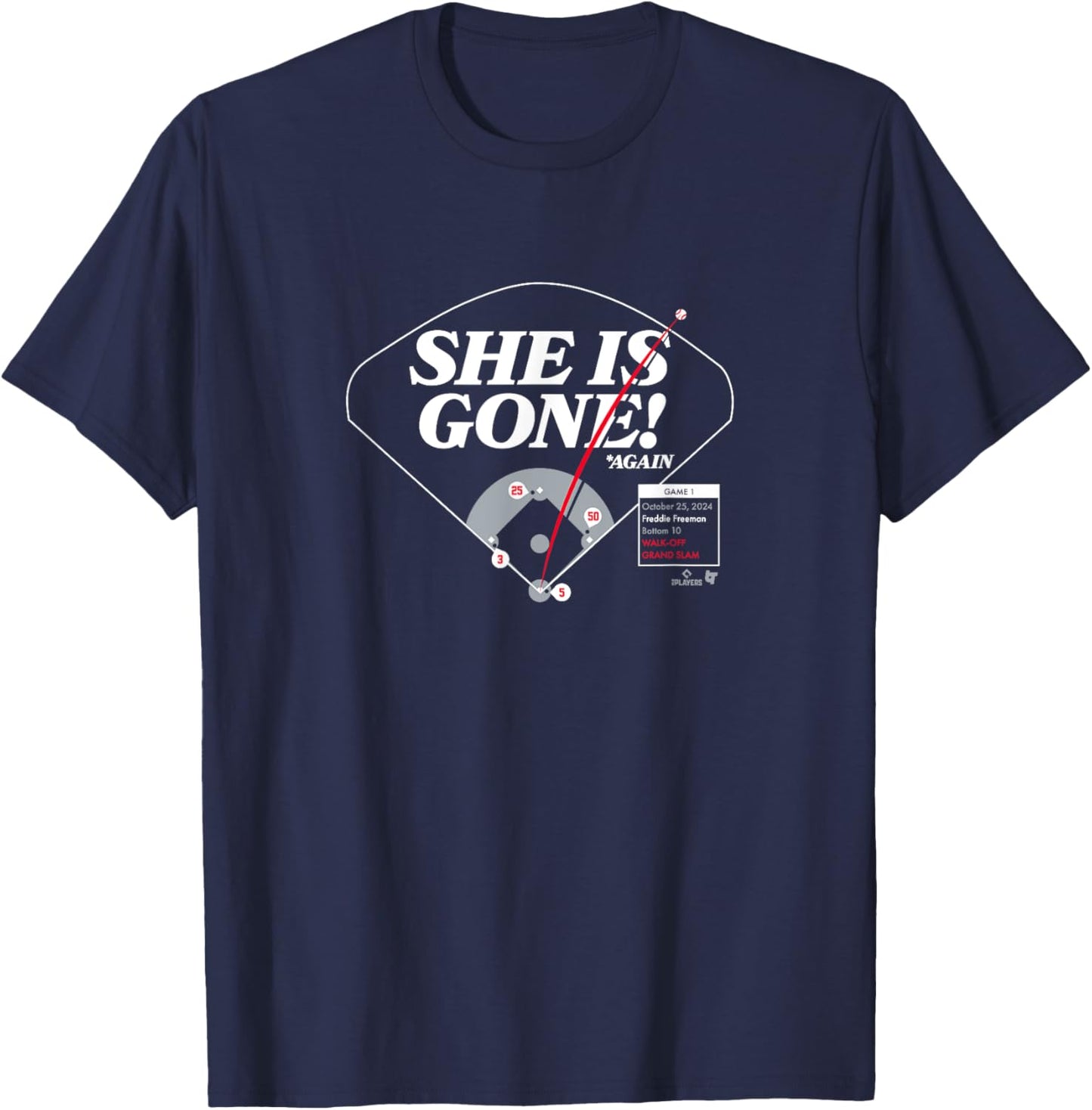 Freddie Freeman - She is Gone - Los Angeles Baseball T-Shirt - T-Shirt | Navy