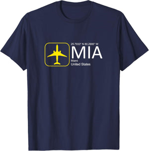 MIA Aviation Vibes: Miami Airport Merch for Enthusiasts T-Shirt - T-Shirt | Navy