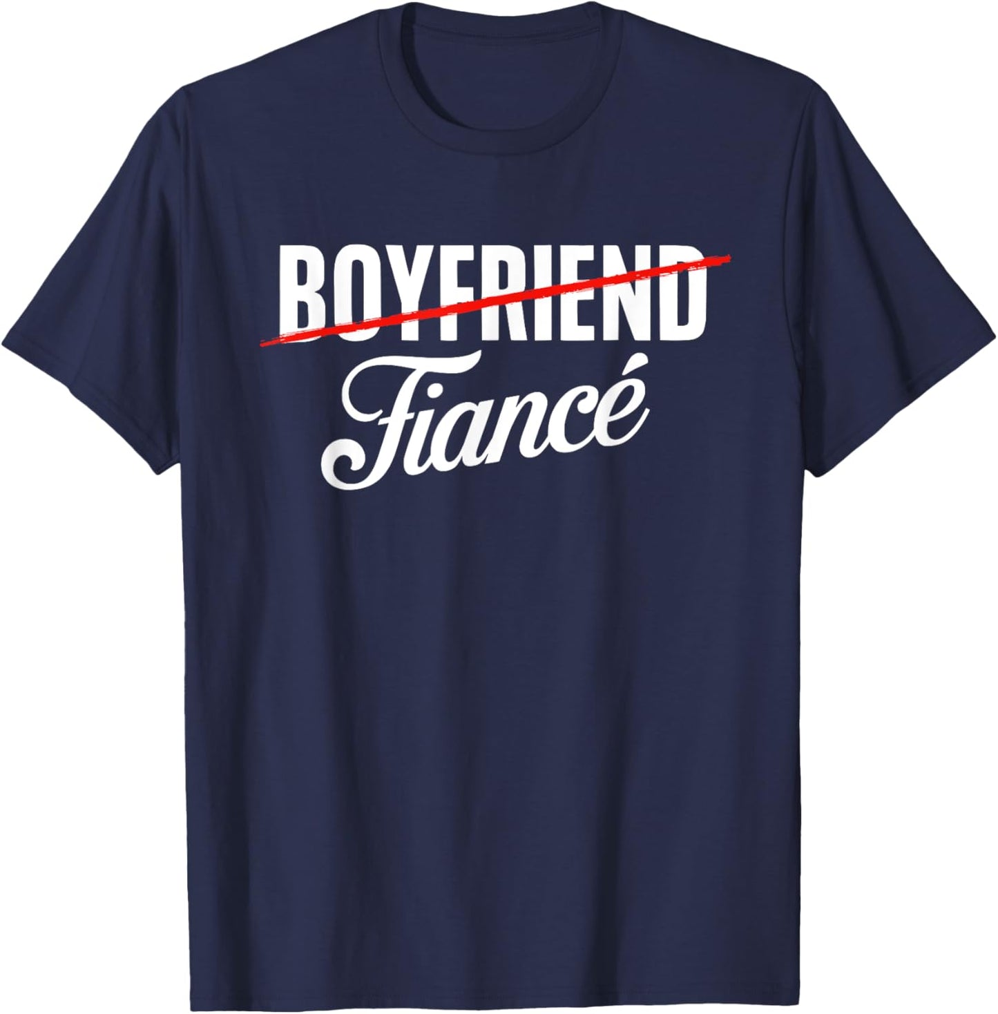 Couple Shirt Engagement Fiance Fiancee - Black Engagement - Men's Small - - Short Sleeve - Modern - Couple - Engagement - Spring T-Shirt - T-Shirt | Navy
