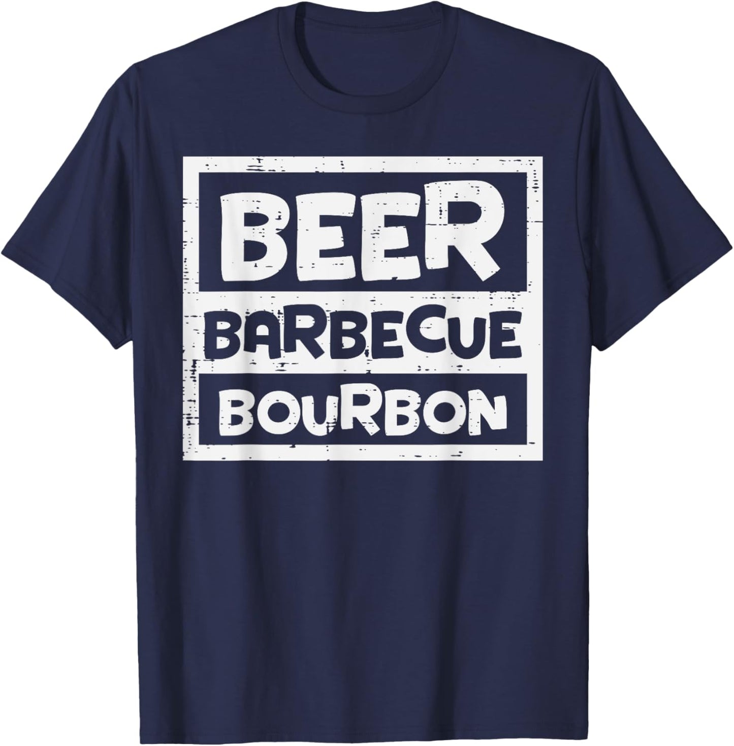 Barbecue Bourbon Fun Bbq Grill Meat Grilling Dad Men T-Shirt - T-Shirt | Navy