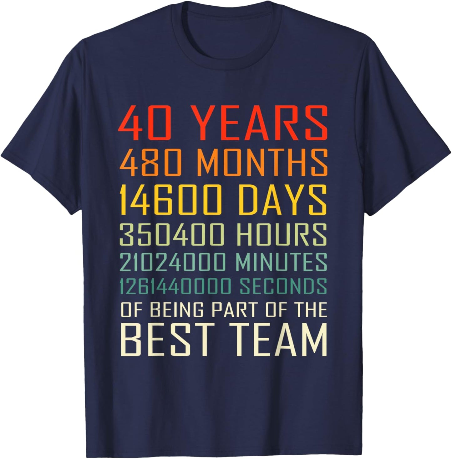Best Team Vintage Work Anniversary 40 Years Employee T-Shirt - T-Shirt | Navy